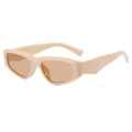 Retro cream cat eye sunglasses with thick frames and geometric temple design - Ivory White Tea Lens