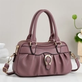 Elegante borsa a mano in pelle viola con fibbia dorata e tracolla regolabile - Viola