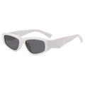 Retro rectangle cat eye sunglasses with thick white frames and dark grey lenses for women - Solid White Grey Lens