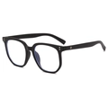Occhiali anti-luce blu con montatura quadrata nera grande e dettagli con rivetti - Nero Opaco