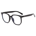 Occhiali anti luce blu con montatura nera grande e dettagli con rivetti in argento per uomo e donna - Nero Lucido