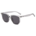 Irregular grey transparent oversized square sunglasses with dark grey polarized lenses - D12 Y-2 / Smoke Gray