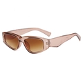 Retro schmale Katzenaugen Sonnenbrille mit transparentem Tee-Rahmen und braunem Verlauf - Champagner-Gradient-Tee