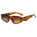 Retro tortoise shell sunglasses with thick rectangular frame and brown gradient lenses - Tortoise / Gradient Tea
