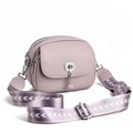 Lavender minimalist crossbody camera bag with double zippers and jacquard woven strap - Medium Style (YFD-LYS1125) / Light Purple