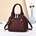 Large quilted dark wine red leather handbag with elegant V-stitch and silver hardware - Wine Red