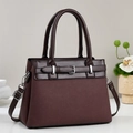 Borsa a mano vintage marrone intrecciata con tracolla e dettagli in fibbia d'argento - caffè