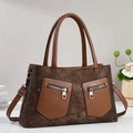 Borsa a tracolla vintage in pelle marrone con doppie tasche e tracolla staccabile - caffè