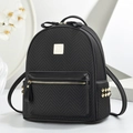Zaino mini nero moderno da donna con trama in tessuto e dettaglio fiocco in pelle - Nero