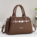Chic dark brown vintage handbag with woven texture and leather details on white surface - Coffee