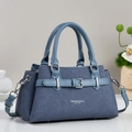 Borsa tote in denim blu e pelle con tracolla elegante per il pendolarismo quotidiano - Blu