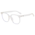 Modern clear square frame anti-blue light glasses with rivet details in transparent finish - Clear White