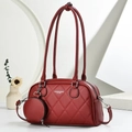 Borsa a mano rossa trapuntata da donna con manici lunghi e mini portamonete - Rosso Vino