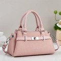 Pink fashion women handbag with silver twist lock and adjustable shoulder strap - Pink
