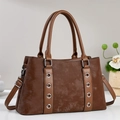 Sac à main rétro marron avec finition mate et œillets métalliques élégants pour femme - Marron