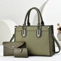 Ensemble de 3 sacs à main vert olive avec sac cabas à chevrons et portefeuilles assortis - Vert