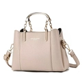 Bolso de novia beige moderno con asas de metal dorado y textura de cuero de litchi - Caqui Claro