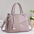 Elegant mauve large capacity shoulder bag with premium textured PU leather and silver hardware - Pink Purple