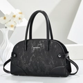 Minimalist black textured tote bag with marble pattern for women winter fashion 2025 - Black