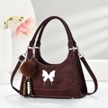 Sac à main Boston bordeaux chic avec papillon argenté et breloques décoratives - Bordeaux