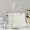 Cream vintage crossbody bag with FASHION Queen print and adjustable shoulder strap - Off-white
