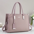 Sac fourre-tout rose à texture tressée avec poignées et bandoulière réglable pour femme - Rose-violet