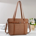 Sac seau tissé marron avec anses en cuir et bandoulière réglable pour femme 2025 - Jaune Terre
