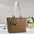 Sac fourre-tout marron tissé de grande capacité avec nœud perlé pour le quotidien - Khaki Foncé