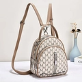 Sac à dos minimaliste beige et marron avec imprimé M et double fermeture éclair - Khaki