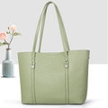 Borsa tote in pelle verde salvia con fibbie argento e sfondo floreale molto elegante - Verde