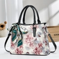 Sac à main pour femme avec imprimé floral de roses rouges et foulard en soie - Rouge