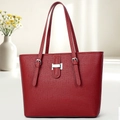 Borsa tote rosso scuro in pelle testurizzata con fibbia a H argento e tracolle regolabili - Rosso