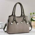 Sac à main chic en tissu à chevrons pour femmes avec finitions en cuir vert olive - Vert
