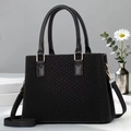Elegant black woven crossbody pillow bag with gold hardware for women outdoor use - Black