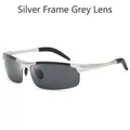 Aluminium-Magnesium Sport-Sonnenbrille mit Silberrahmen und grauen Polgläsern - Silberner Rahmen Graue Gläser