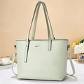 Elegant mint green tote bag for women with gold hardware and adjustable strap - Green
