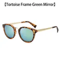 Tortoiseshell sunglasses with green mirror lenses and gold metal temples - Patterned Frame Green Mirrored