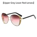 Lunettes de soleil oversize pour femmes avec verres dégradés gris-rouge et paillettes - Verres Dégradés Gris Rouge