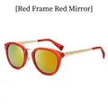 Trendy sunglasses with red translucent frames and red yellow gradient mirror lenses - Red Frame Red Mirror