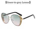 Lunettes de soleil en métal avec verres dégradés vert-gris et protections à paillettes - Dégradé Vert à Gris