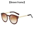 Vintage oval sunglasses with tortoiseshell brown frame and gold metal temples - Tea Frame