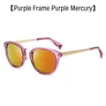 Fashionable sunglasses featuring a transparent purple frame and orange mirrored lenses - Purple Frame Mirrored Purple