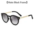 Retro matte black oval sunglasses with polarized lenses and gold metal temples - Matte Black