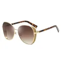 Lunettes de soleil chic à motif léopard avec monture métal et verres dégradés bruns - Thé Dégradé