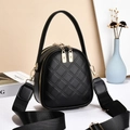 Black quilted crossbody bag with golden hardware and wide adjustable shoulder strap - Black