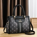 Sac à main gris foncé pour femme avec motif monogramme et bandoulière réglable - Noir / Style 2 (Épissage Géométrique)