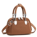 Borsa a mano marrone con trama intrecciata, hardware argento e tracolla regolabile - Marrone