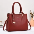 Elegante borsa a mano bordeaux da donna con trama litchi e tracolla regolabile - Rosso