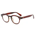 Retro tea-colored translucent round frame glasses with silver arrow metal accents - Tea Frame