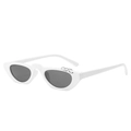 White wide frame cat eye sunglasses with silver ring decor and dark lenses - Solid White Frame Grey Lens